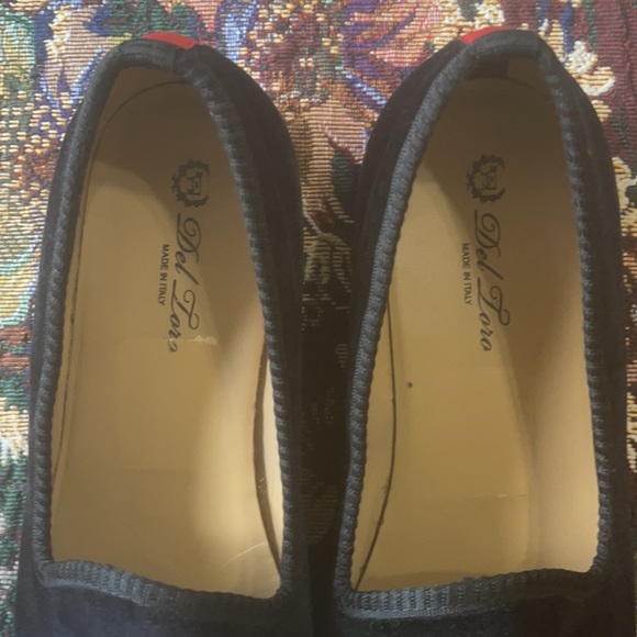 Del Toro Black Velvet USA-Italy Flags Slip on Loafers Size 12 D